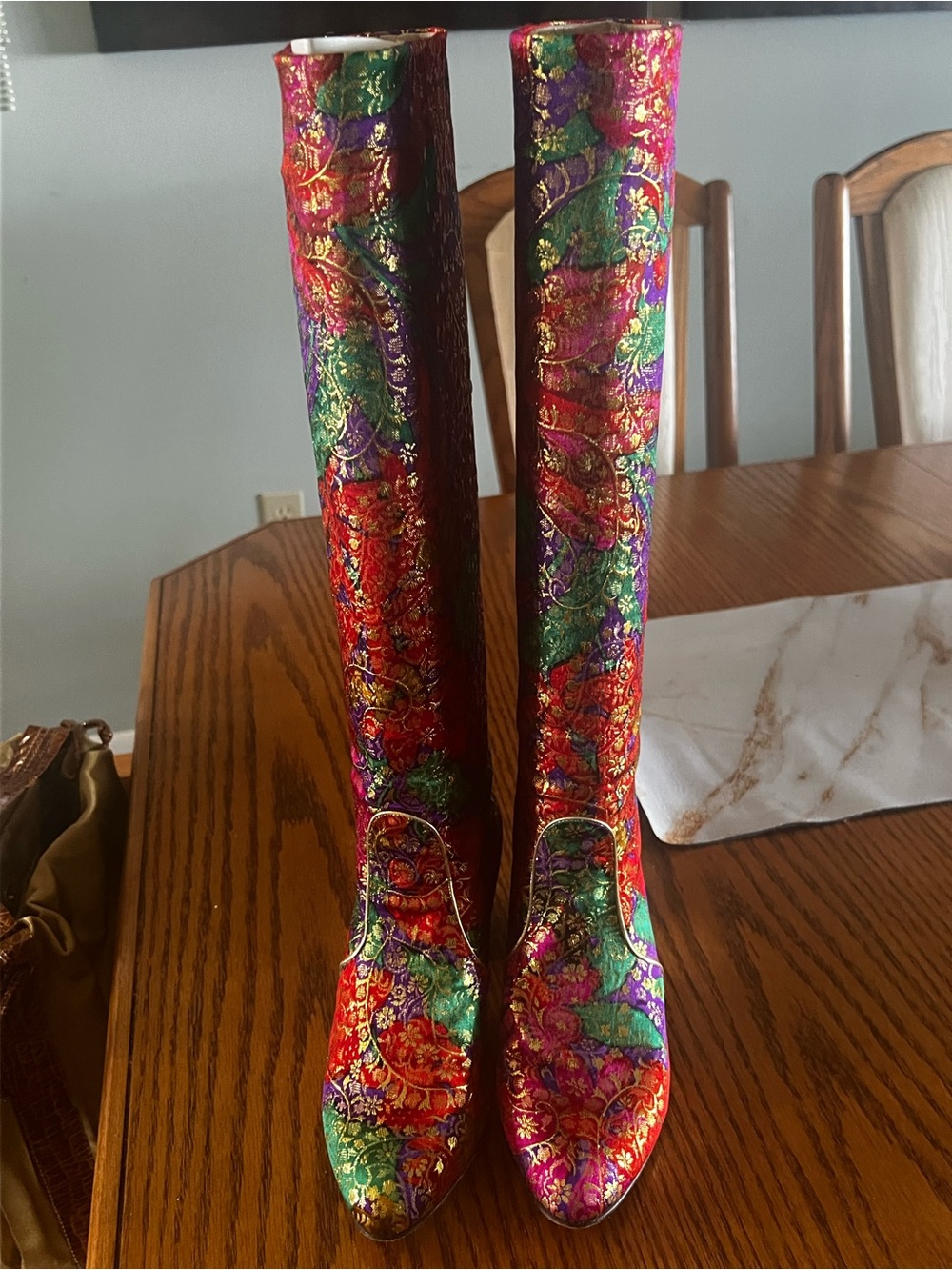 Escada Multicolor Floral Over-the-Knee Boots